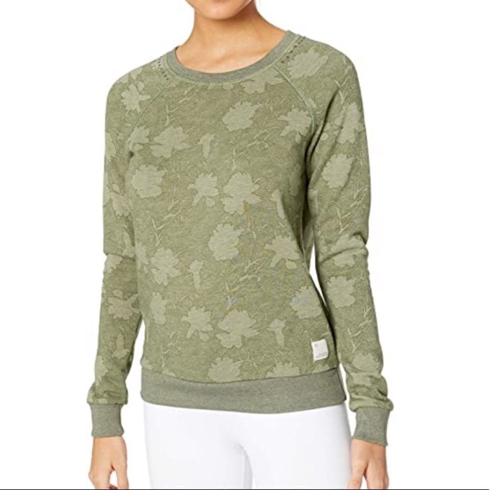 Maaji Sleek French Terry Crewneck Sweatshirt Olive Green Size Small